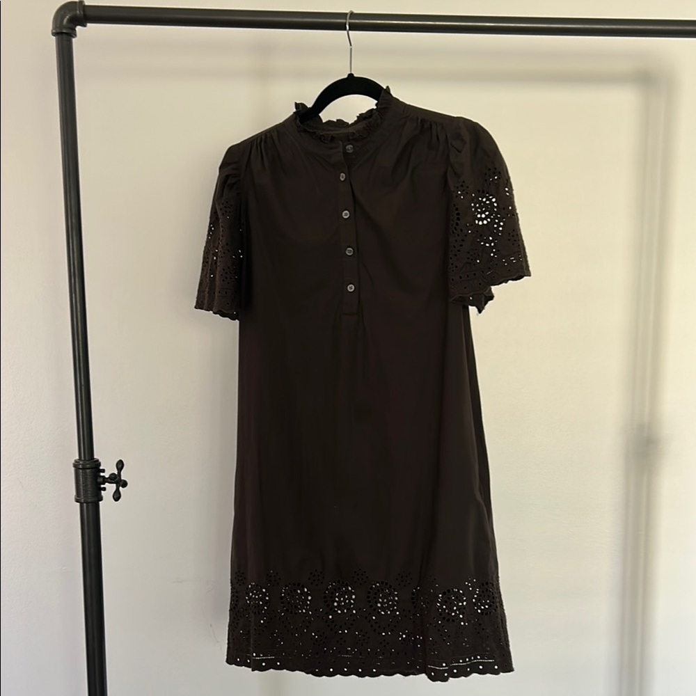 Elegant Dark Brown Eyelet Dress